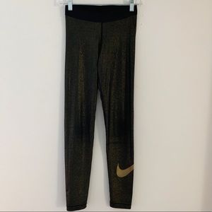 Nike black & gold leggings